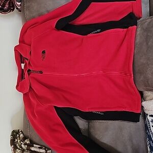 The North Face TKA 200 Full Zip Fleece Jacket Coat Mens XL Red Black Y2k